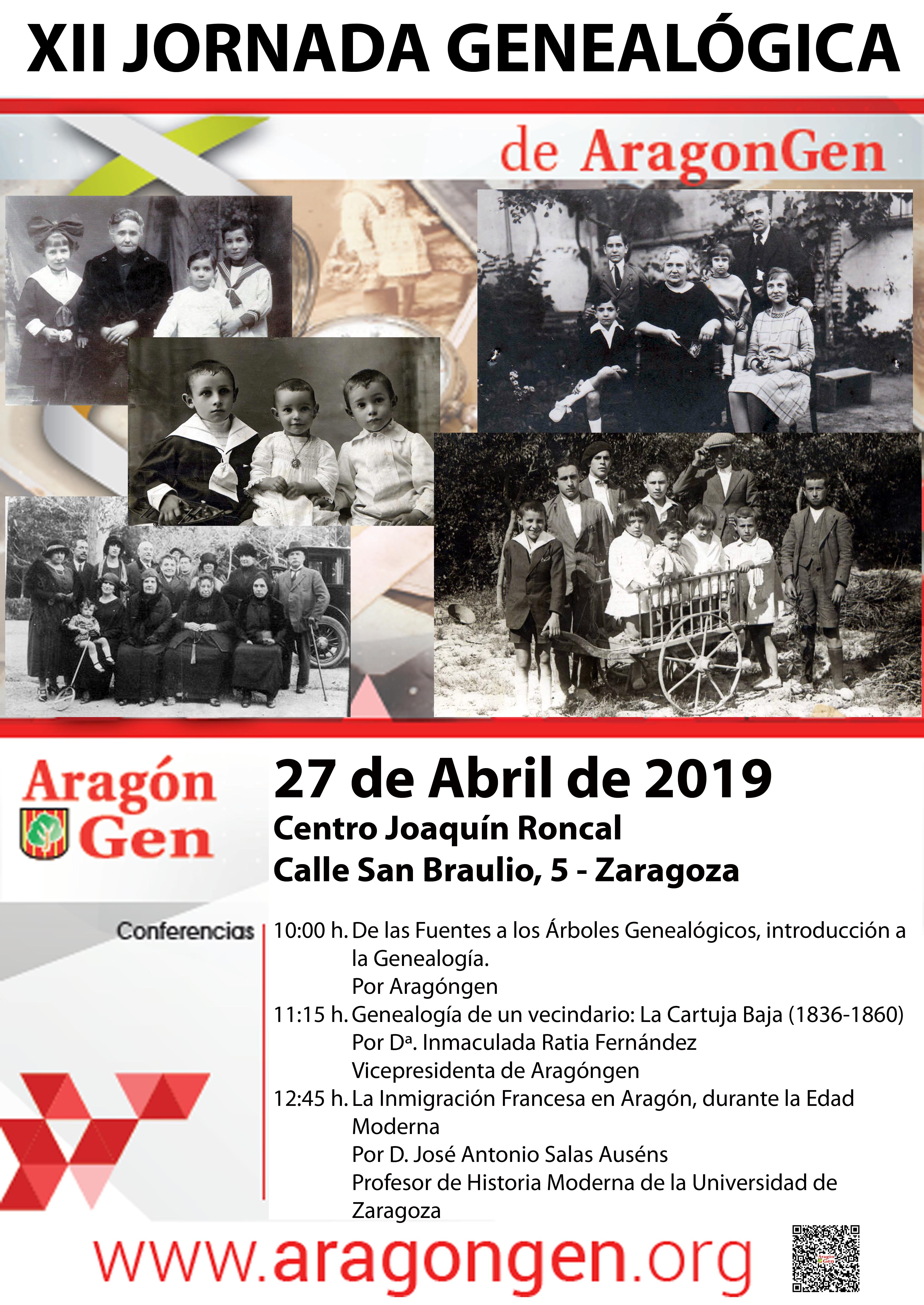 Cartel de la XII Jornada Genealógica de AragonGen
